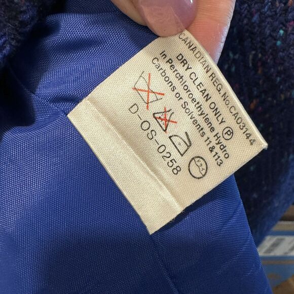 Vintage 60s/70’s Blue 100% Wool Speckled Multi Colored Long Coat Size Medium 8 - Picture 6 of 12